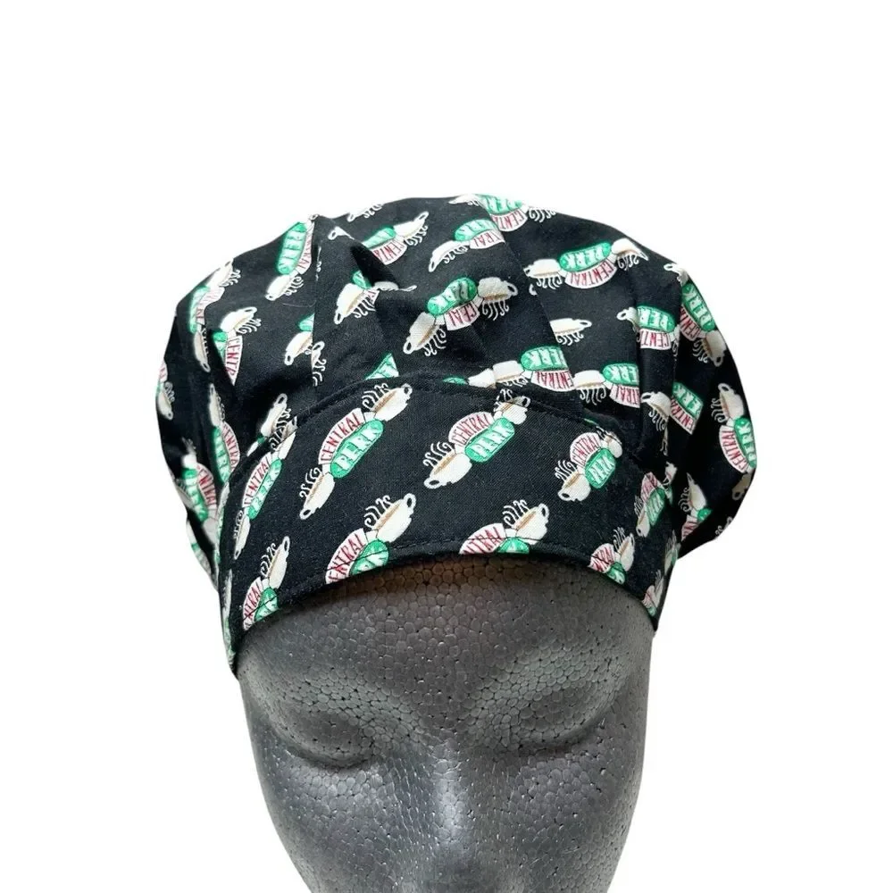 Scrub Cap Bouffant Style Elastic Back Friends Central Perk Handmade